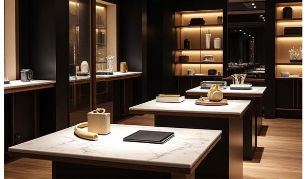 Elegant interior of the Luxury Gadgets London Boutique, showcasing curated tech products.
