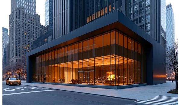 Exterior view of the Luxury Gadgets New York Flagship showroom, a modern building.