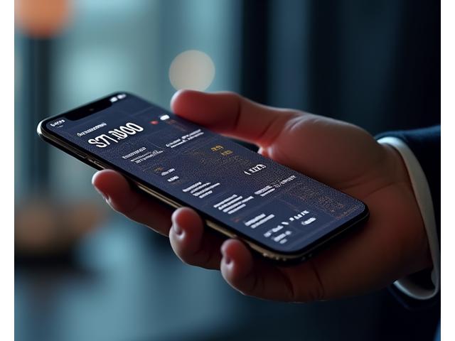 A premium smartphone displaying a personalized AI interface, reflecting a man's preferences in a sleek, modern setting.