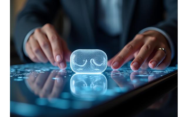 Man intricately using a large touchscreen configurator for a high-end device