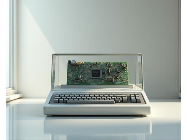 Vintage computing device displayed in a modern gallery